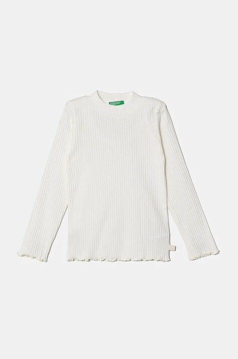 United Colors of Benetton Longsleeve dziecięcy kolor biały z półgolfem 3F1AG200S