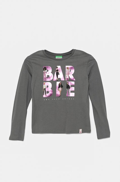 United Colors of Benetton longsleeve din bumbac pentru copii culoarea gri, 3ATNC10ML