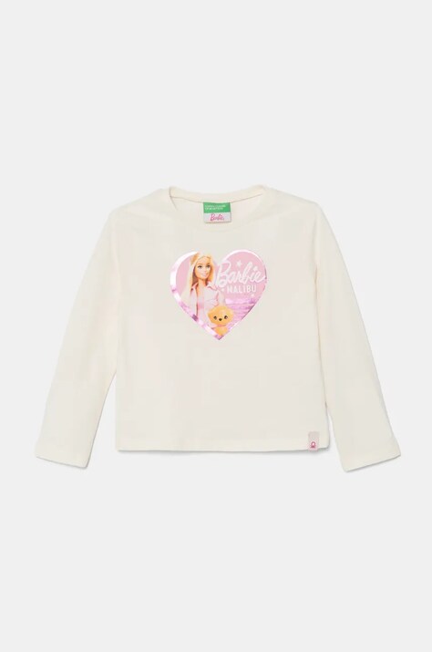 Detská bavlnená košeľa s dlhým rukávom United Colors of Benetton béžová farba, 3ATNG10HJ