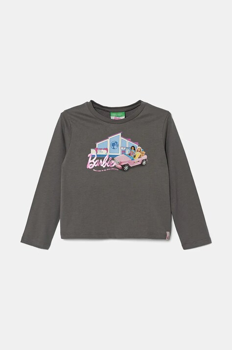 Дитячий бавовняний лонгслів United Colors of Benetton колір сірий 3ATNG10HJ