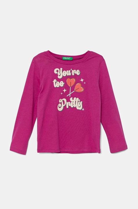 United Colors of Benetton longsleeve in cotone bambino/a colore rosa 3096G10H1