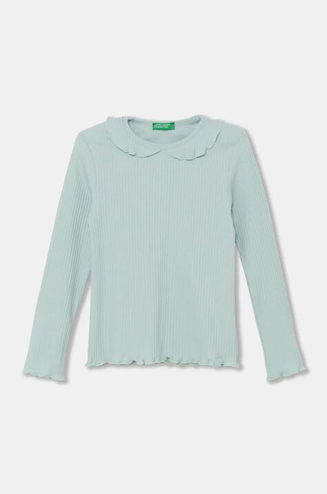 Дитячий лонгслів United Colors of Benetton колір бірюзовий 3F1AG10H6