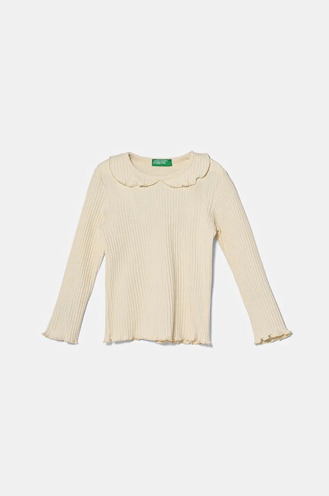 United Colors of Benetton longsleeve copii culoarea bej, 3F1AG10H6