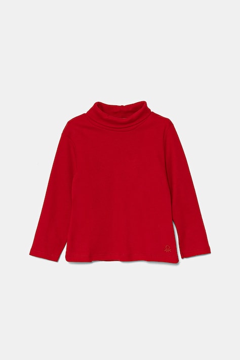 Хлопковый детский лонгслив United Colors of Benetton цвет красный с гольфом 3AOUG2008
