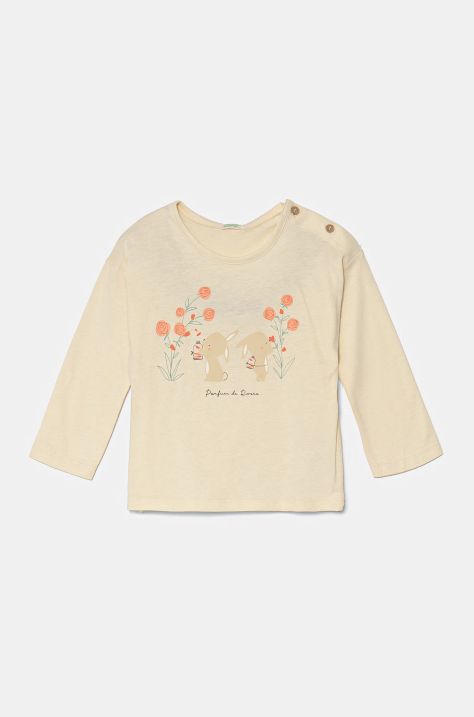 United Colors of Benetton longsleeve bawełniany niemowlęcy kolor beżowy 3ATNA105M