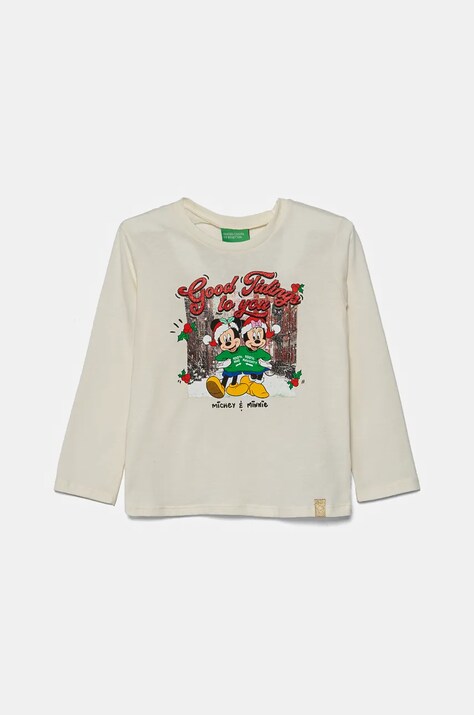 United Colors of Benetton longsleeve din bumbac pentru copii culoarea bej, 3ATNG10GQ