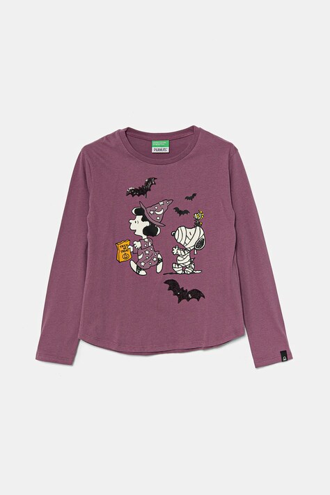 Хлопковый детский лонгслив United Colors of Benetton цвет фиолетовый 3VR5C10OQ