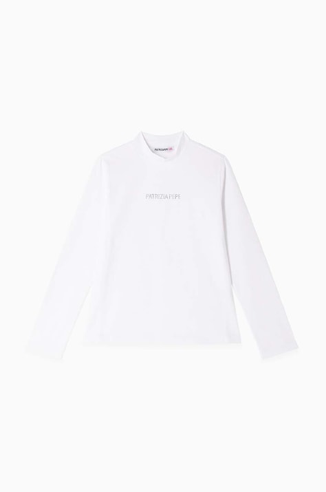 Patrizia Pepe longsleeve dziecięcy J061 kolor biały z półgolfem 7M0748