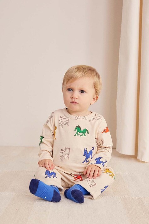 Бавовняний лонгслів для немовлят Bobo Choses Wonder Horse колір бежевий візерунок 224AB015