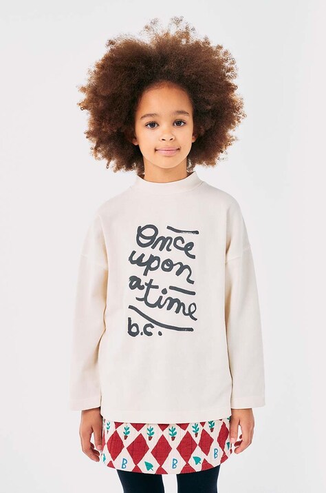 Хлопковый детский лонгслив Bobo Choses Once Upon A Time цвет бежевый с принтом 224AC025