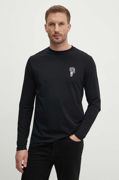 Karl Lagerfeld longsleeve barbati, culoarea negru, cu imprimeu, 543221.755405