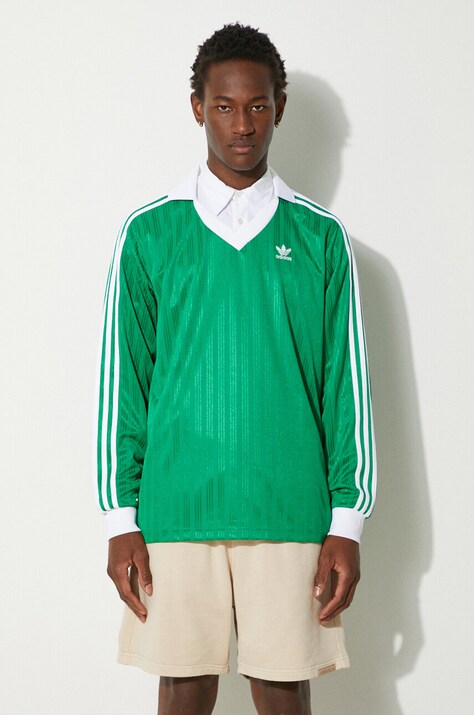 Блуза с дълги ръкави adidas Originals Adicolor Piqué Football Long Sleeve в зелено с апликация IX5225