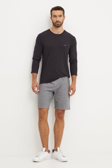 Majica z dolgimi rokavi lounge Emporio Armani Underwear siva barva, 111653 4F584