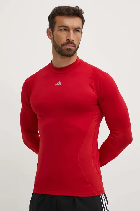 Tréningové tričko s dlhým rukávom adidas Performance Techfit COLD.RDY červená farba, jednofarebný, HP0572