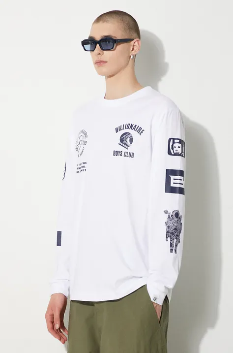Βαμβακερή μπλούζα με μακριά μανίκια Billionaire Boys Club Multi Graphic Longsleeve χρώμα: άσπρο, B24251