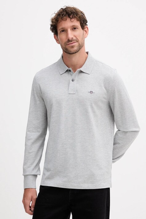 Gant longsleeve bawełniany kolor szary z aplikacją 2230