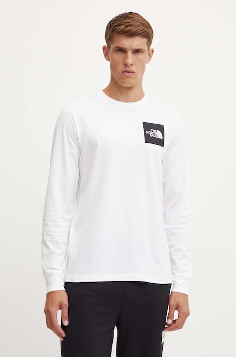 The North Face camicia a maniche lunghe L/S Fine Tee uomo colore bianco NF0A8A6PFN41