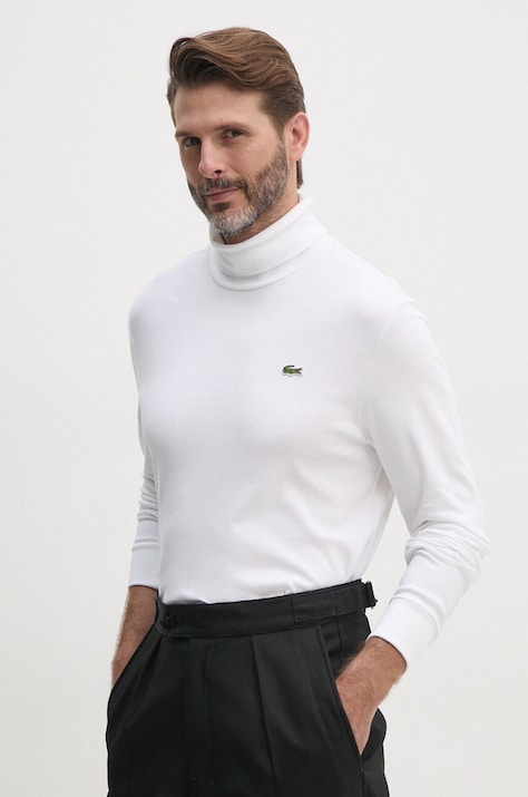 Lacoste top a maniche lunghe in cotone colore bianco UH2828