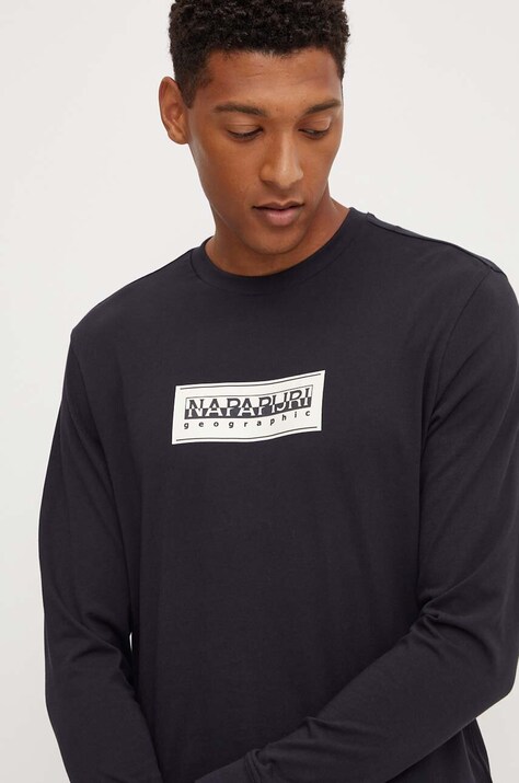 Napapijri cotton longsleeve top S-Suze black color NP0A4I3M0411