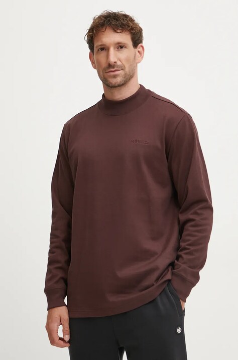 Bombažna majica z dolgimi rokavi adidas Originals Longsleeve Mock Neck bordo barva, IW3258