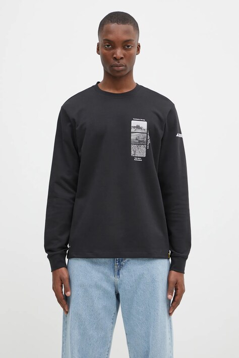 adidas longsleeve Nattional Geographic Unitefit GFX barbati, culoarea negru, cu imprimeu, IX5613
