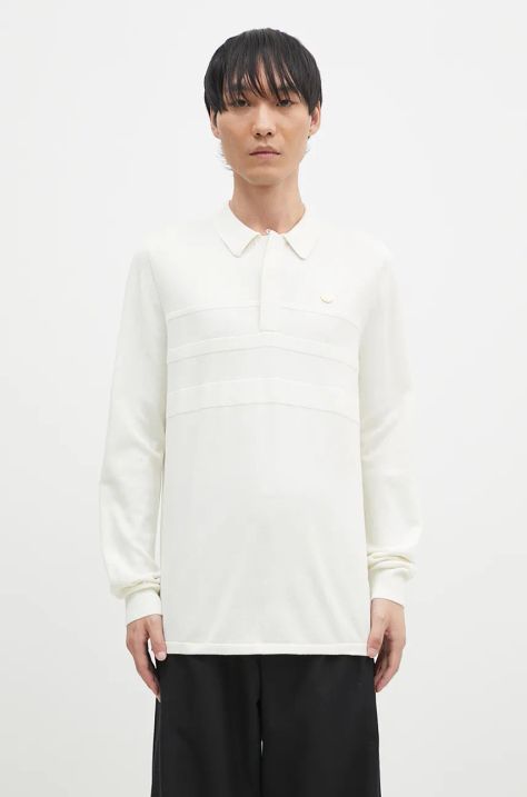 Bavlnené tričko s dlhým rukávom adidas Originals Longsleeve Polo béžová farba, jednofarebné, IZ3184