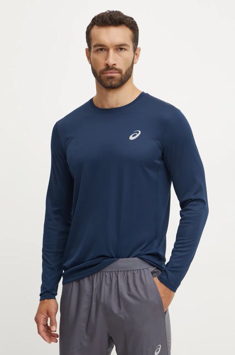 Asics longsleeve pentru alergare Core culoarea albastru marin, neted, 2011C340