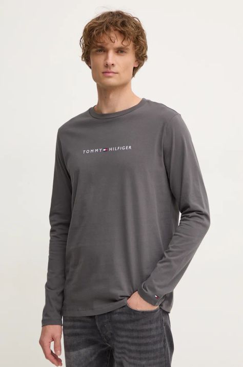 Tommy Hilfiger top a maniche lunghe in cotone colore grigio UM0UM03345