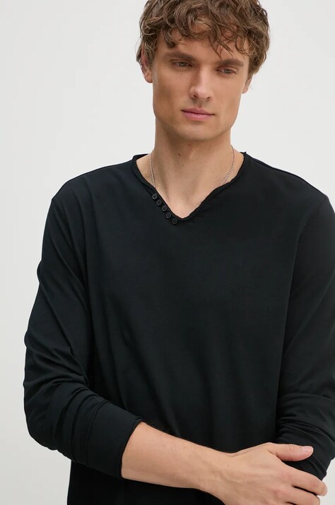 ZADIG&VOLTAIRE longsleeve din bumbac culoarea negru, neted, JMTN01630