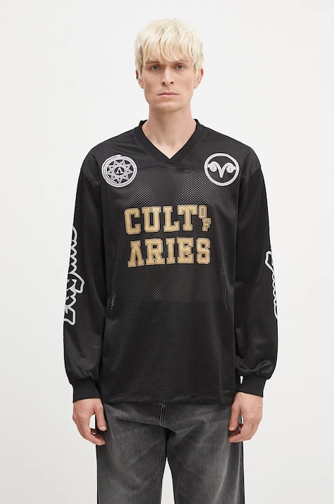 Aries longsleeve shirt Cult Leader Airtex Longsleeve Tee men’s black color with a print AR4002002