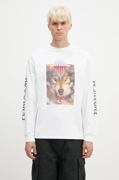 Βαμβακερή μπλούζα με μακριά μανίκια Aries Wolf Longsleeve Tee χρώμα: άσπρο, AR6002202