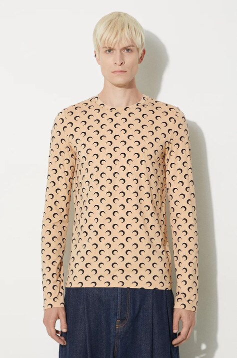 Футболка Marine Serre Recycled Moon Jersey Second Skin Regular Top мужская цвет бежевый узорный MTO116A.CJER0001