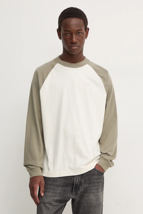 Hollister Co. pamut hosszúujjú bézs, sima, KI324-4170