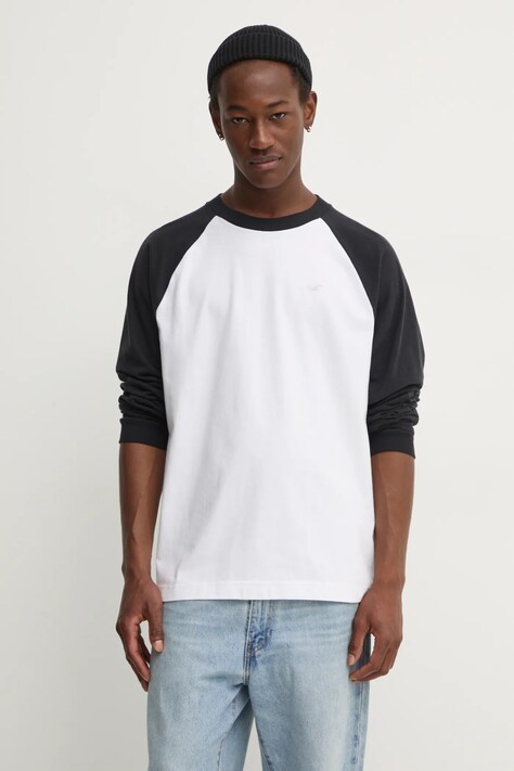 Hollister Co. longsleeve din bumbac culoarea alb, modelator, KI324-4170