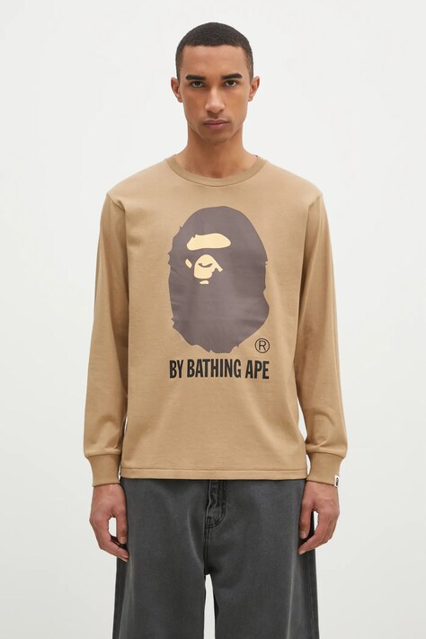 A Bathing Ape cotton longsleeve top By Bathing Ape Longsleeve beige color with a print 1K80111015