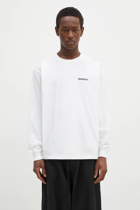 NEIGHBORHOOD cotton longsleeve top white color with a print 242PCNH.LT01