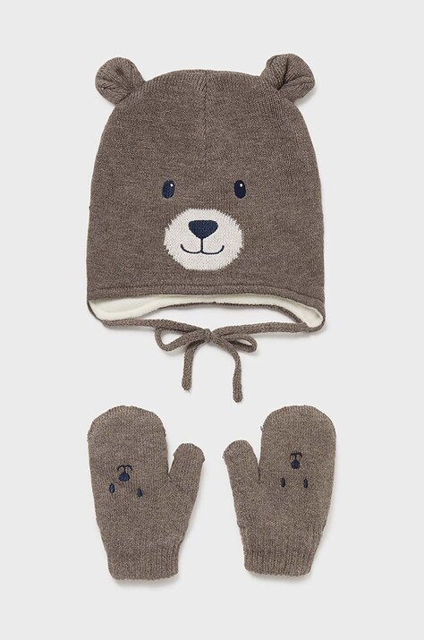Дитяча шапочка та рукавички з домішкою вовни Mayoral колір бежевий 10772