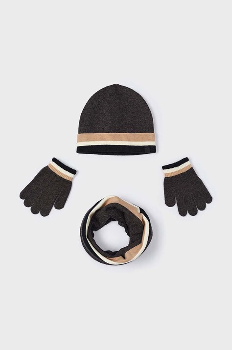 Детские шапка, шарф и перчатки Mayoral цвет серый 10823