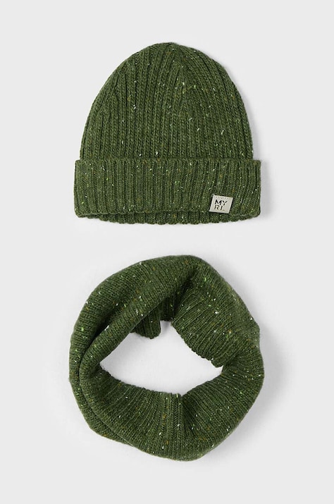 Detská čiapka a šál komín Mayoral zelená farba, 10824
