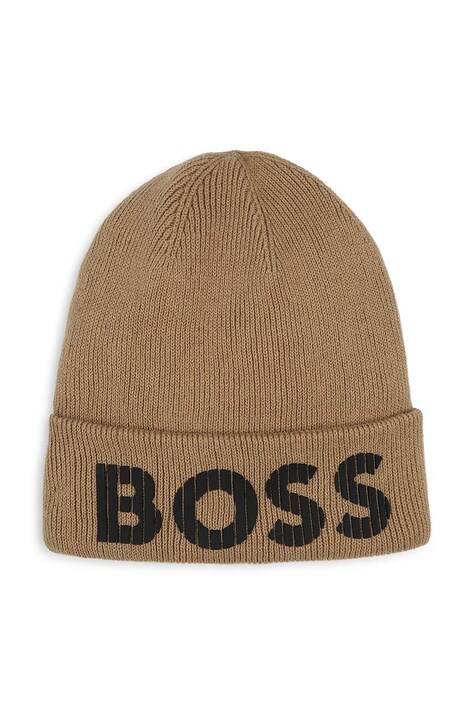 Detská bavlnená čiapka BOSS béžová farba biela, J51564