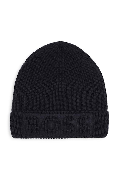 Детская шапка с примесью шерсти BOSS цвет синий  J51565