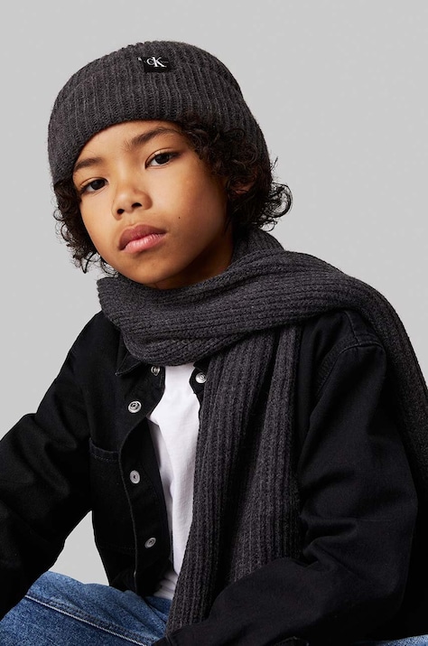 Calvin Klein Jeans cappello e sciarpa bambini colore nero IU0IU00638