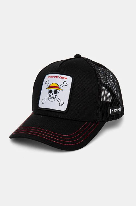 Capslab czapka z daszkiem dziecięca One Piece Capslab Trucker kolor czarny z aplikacją CL.OP1.3.SKU2