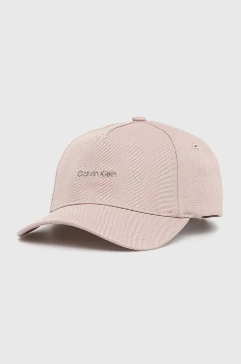 Pamučna kapa sa šiltom Calvin Klein boja: ružičasta, s aplikacijom, K60K612764