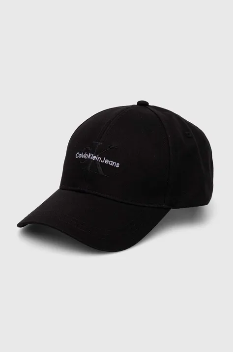 Βαμβακερό καπέλο του μπέιζμπολ Calvin Klein Jeans χρώμα: μαύρο, K60K612317