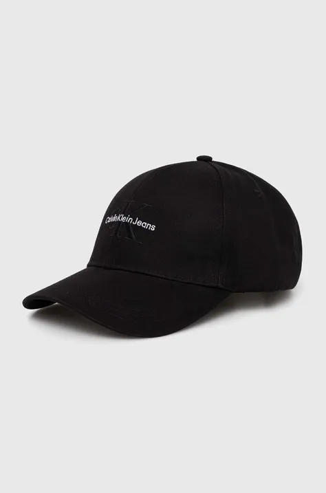 Βαμβακερό καπέλο του μπέιζμπολ Calvin Klein Jeans χρώμα: μαύρο, K50K512180