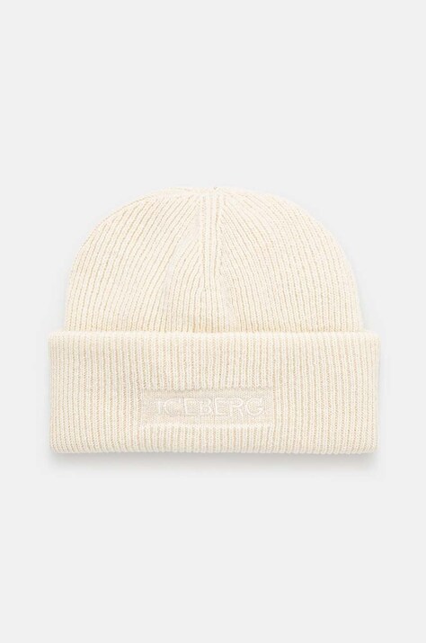 Vlněná čepice Iceberg béžová barva, z husté pleteniny, 30 437 079