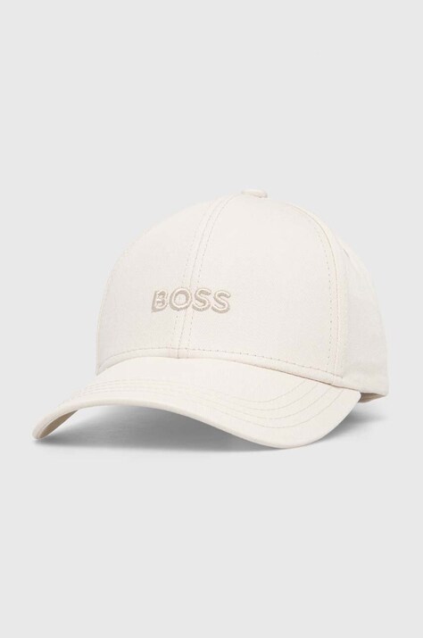 BOSS șapcă de baseball din bumbac culoarea bej, cu imprimeu, 50519889