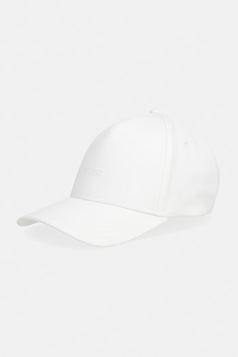 HUGO czapka z daszkiem bawełniana Cara kolor biały z aplikacją 50519255