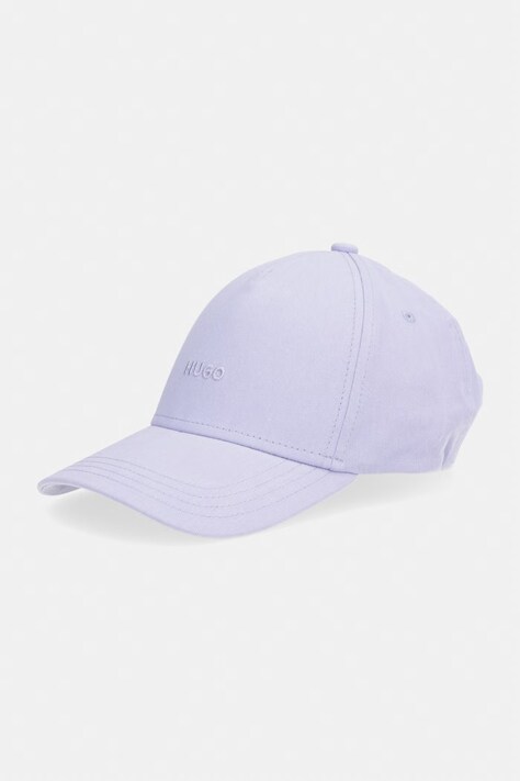 Bavlněná baseballová čepice HUGO Cara béžová barva, s aplikací, 50519255